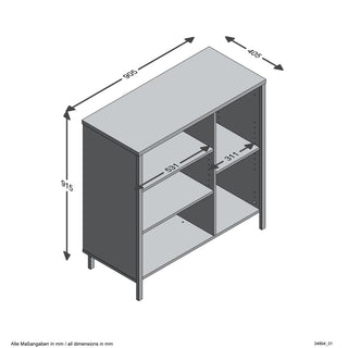 Fmd Dressoir Met 5 Open Vakken Artisan Eikenkleurig En Donkergrijs