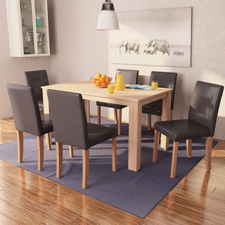 Eettafel Met Stoelen Kunstleer En Eikenhout St