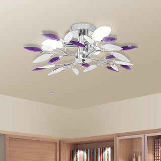Plafondlamp Met Kristal Bladeren 3Xe4 Acryl En Transparant