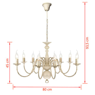 Kroonluchter Metaal X E4 Lampen Wit