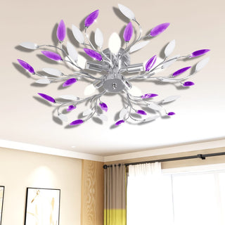 Plafondlamp Met Kristal Bladeren 3Xe4 Acryl En Transparant