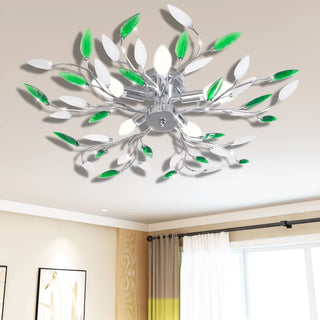 Plafondlamp Met Kristal Bladeren 3Xe4 Acryl En Transparant