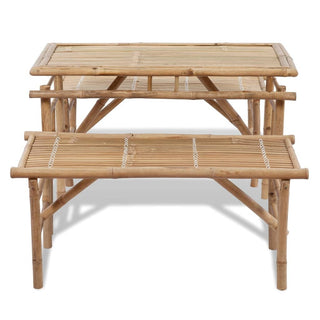 Biertafel Met 2 Bankjes 100 Cm Bamboe