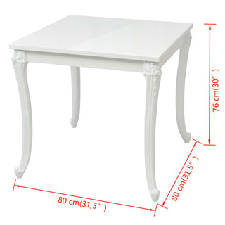 Eettafel 80 X 80 X 76 Cm Hoogglans Wit