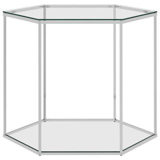 Salontafel 60X53X50 Cm Roestvrij Staal En Glas Zilverkleurig