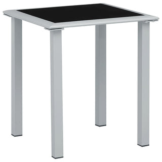 Tuintafel 41X41X45 Cm Staal En Glas Zwart En Zilverkleurig