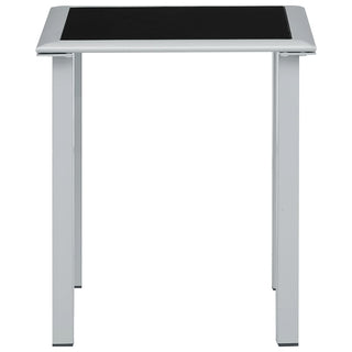 Tuintafel 41X41X45 Cm Staal En Glas Zwart En Zilverkleurig