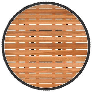 Tuintafel Ø70 Cm Poly Rattan En Massief Acaciahout Zwart