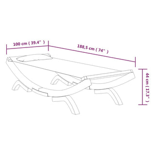Loungebed 100X188,5X44 Cm Massief Gebogen Hout Kleurig
