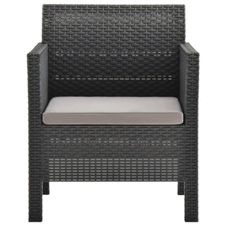 2-Delige Loungeset Met Kussen Pp Rattan Antracietkleurig