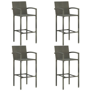 5-Delige Tuinbarset Met Armleuningen Poly Rattan Grijs