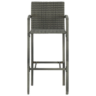 5-Delige Tuinbarset Met Armleuningen Poly Rattan Grijs