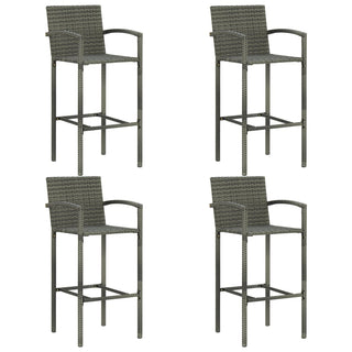 5-Delige Tuinbarset Met Armleuningen Poly Rattan Grijs