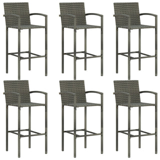 7-Delige Tuinbarset Met Armleuningen Poly Rattan Grijs