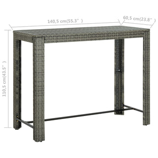 7-Delige Tuinbarset Met Armleuningen Poly Rattan Grijs