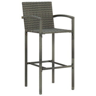 7-Delige Tuinbarset Met Armleuningen Poly Rattan Grijs