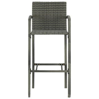 7-Delige Tuinbarset Met Armleuningen Poly Rattan Grijs