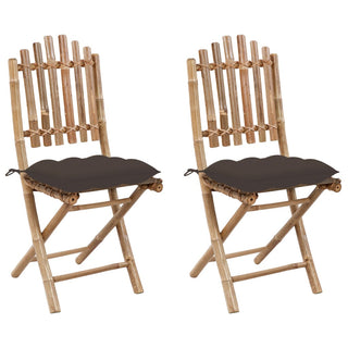 Tuinstoelen Inklapbaar Met Kussens Bamboe Taupe