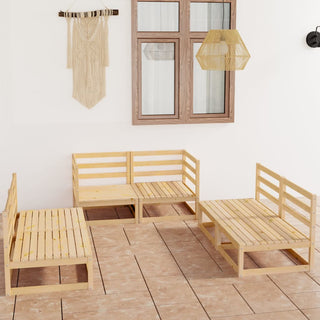 6-Delige Loungeset Massief Grenenhout