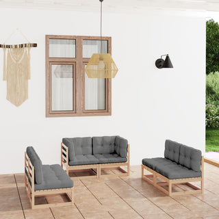6-Delige Loungeset Massief Grenenhout
