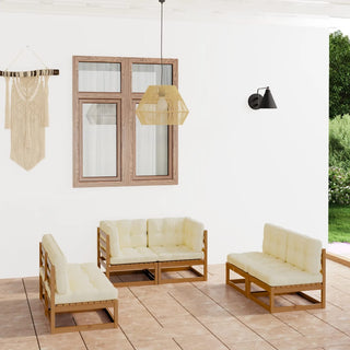 6-Delige Loungeset Massief Grenenhout