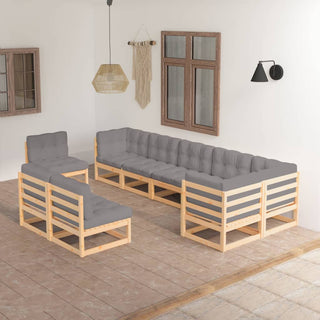 9-Delige Loungeset Massief Grenenhout