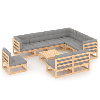 10-Delige Loungeset Massief Grenenhout