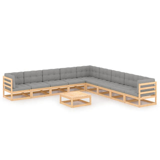 10-Delige Loungeset Massief Grenenhout