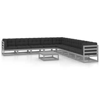 10-Delige Loungeset Massief Grenenhout