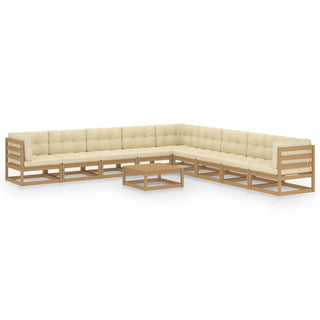 10-Delige Loungeset Massief Grenenhout