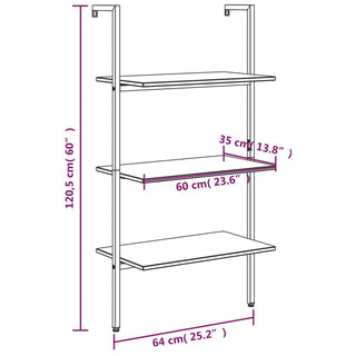 Ladderrek Met 3 Schappen 64X35X20,5 Cm En Zwart
