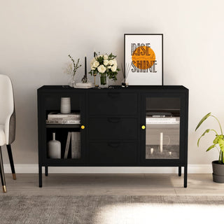 Dressoir 05X35X70 Cm Staal En Gehard Glas