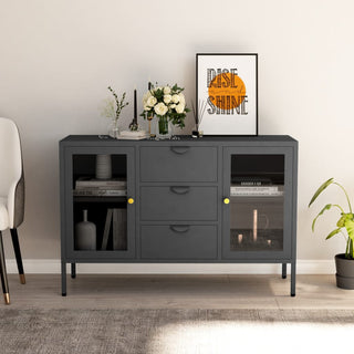 Dressoir 05X35X70 Cm Staal En Gehard Glas