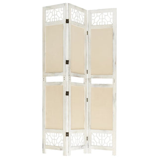 Kamerscherm Met 3 Panelen Stof Crèmekleurig