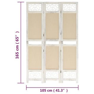 Kamerscherm Met 3 Panelen Stof Crèmekleurig