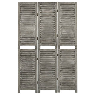 Kamerscherm Met 3 Panelen 06,5X66 Cm Massief Hout Grijs