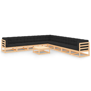 10-Delige Loungeset Massief Grenenhout