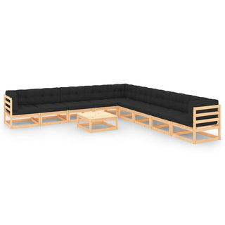 10-Delige Loungeset Massief Grenenhout
