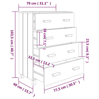 Dressoir Hamar 79X40X03,5 Cm Massief Grenenhout