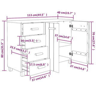 Dressoir Hamar 3X40X80 Cm Massief Grenenhout