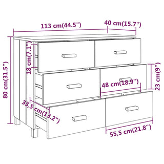 Dressoir Hamar 3X40X80 Cm Massief Grenenhout