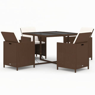 5-Delige Tuinset Met Kussens Poly Rattan Bruin