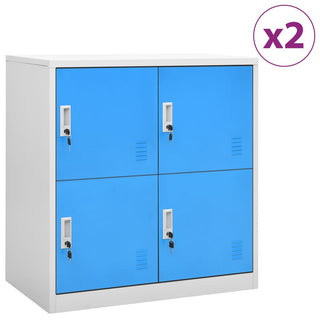 Lockerkasten 90X45X9,5 Cm Staal Lichtgrijs En Blauw