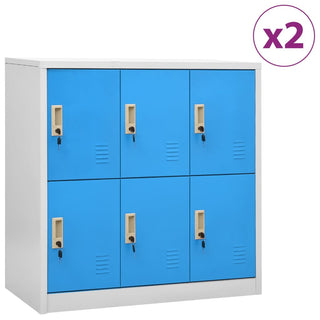 Lockerkasten 90X45X9,5 Cm Staal Lichtgrijs En Blauw