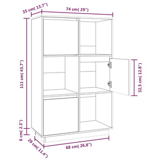 Hoge Kast 74X35X7 Cm Massief Grenenhout