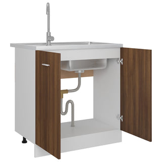 Gootsteenkast 80X46X81,5 Cm Bewerkt Hout Bruineikenkleurig