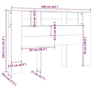 Hoofdbordkast 60X8,5X04,5 Cm Kleurig
