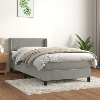 Boxspring Met Matras Fluweel Lichtgrijs