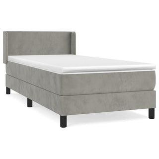 Boxspring Met Matras Fluweel Lichtgrijs