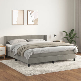 Boxspring Met Matras Fluweel Lichtgrijs
